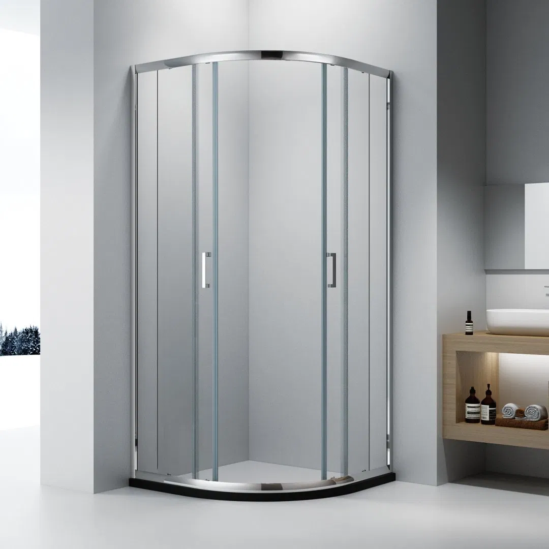 Simple Bathroom Corner Round Shape Sliding Fiberglass Door Shower Cubicle