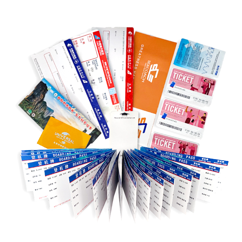 Custom 175GSM Eco Direct Thermal Carboard Paper Boarding Pass Airline Ticket Paper