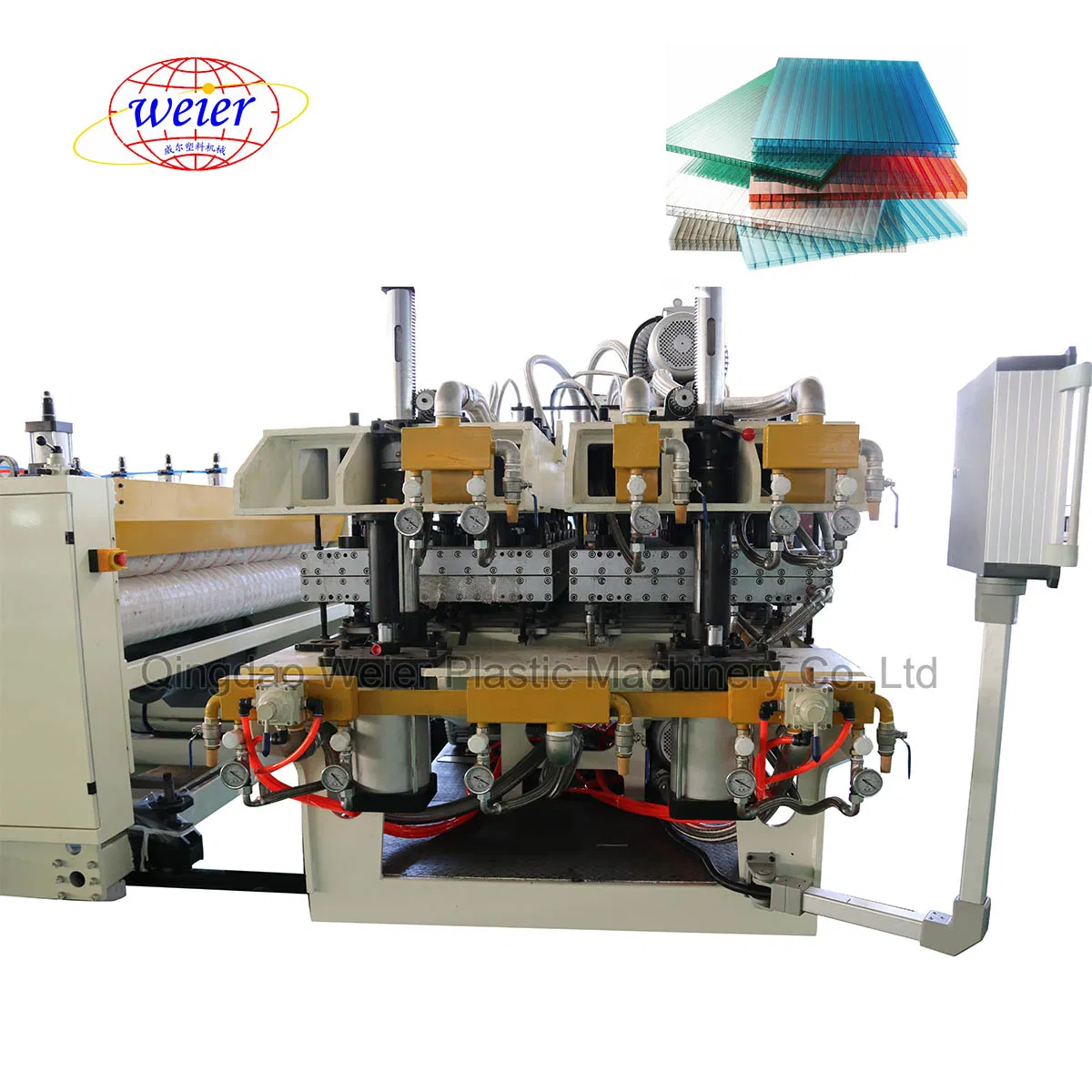 Polycarbonate PC Hollow Lattice Sunlight Panel Sheet Extrusion Making Machine