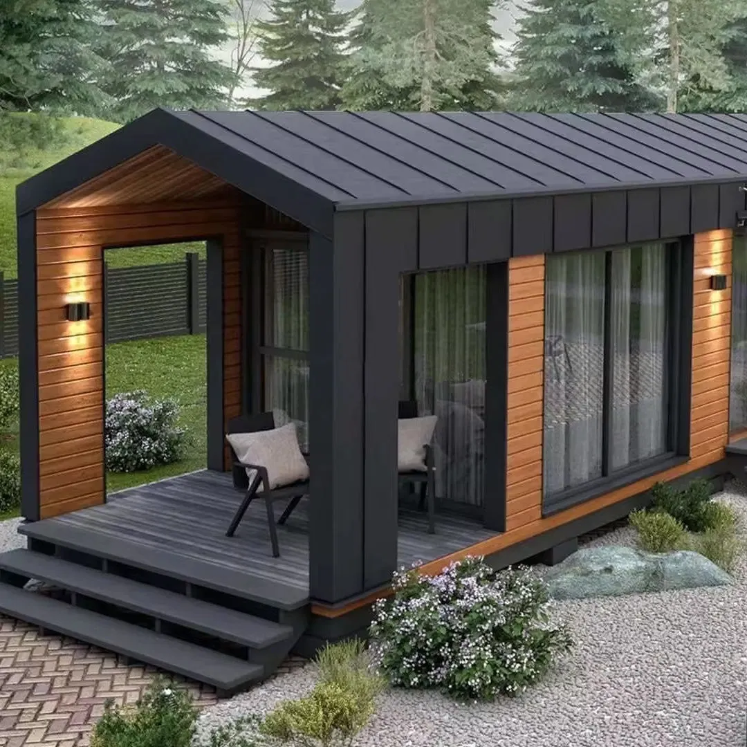 Dyzd Luxury Villa Fabricated Houses with Kitchen Bathroom Black Container House