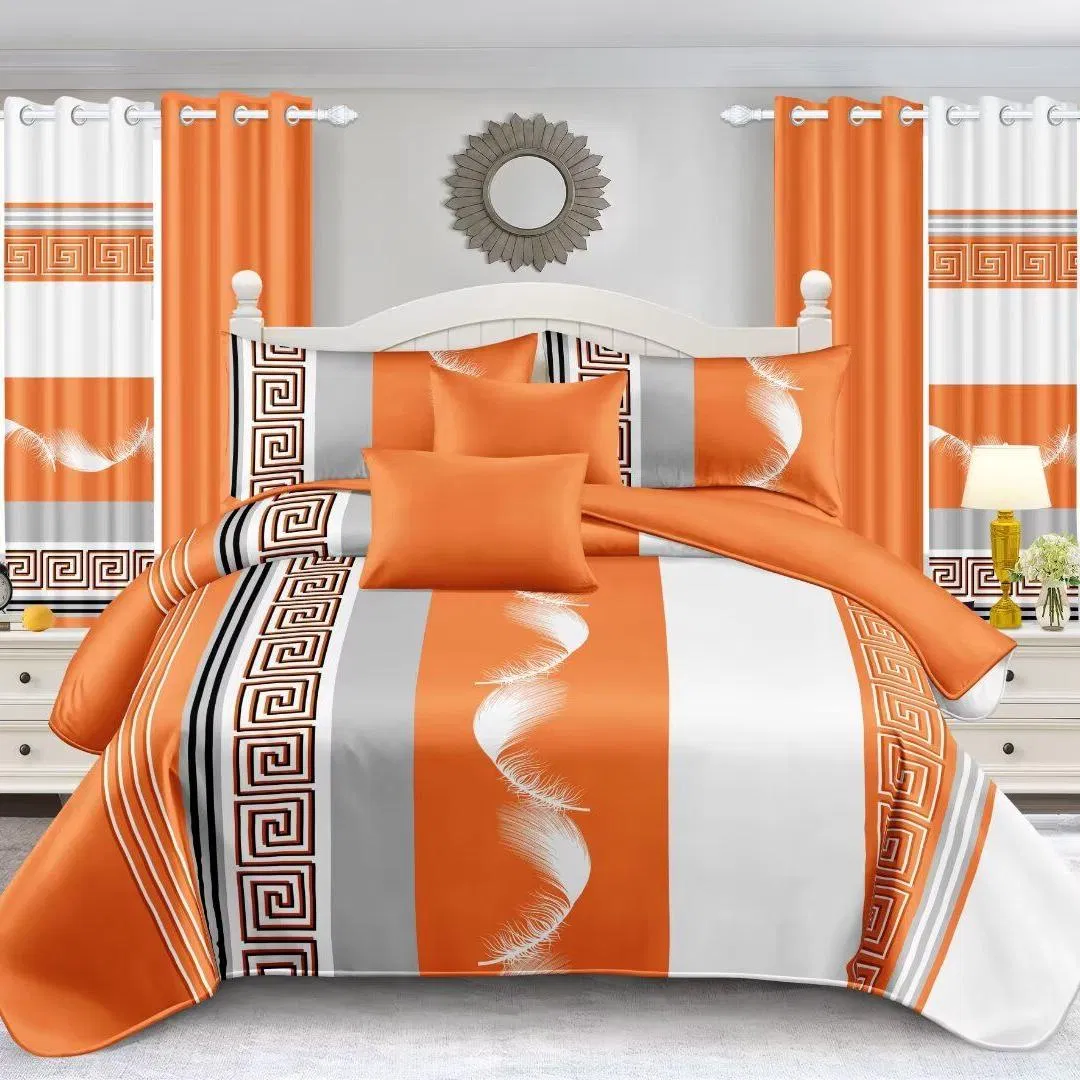 Cheap 11 PCS Bedding Set Bed Sheets Double Pillowcases Red Stripe Printing Bed Cover Quilts Curtains Microfiber Polyester Home Textile Quilted Bedspread