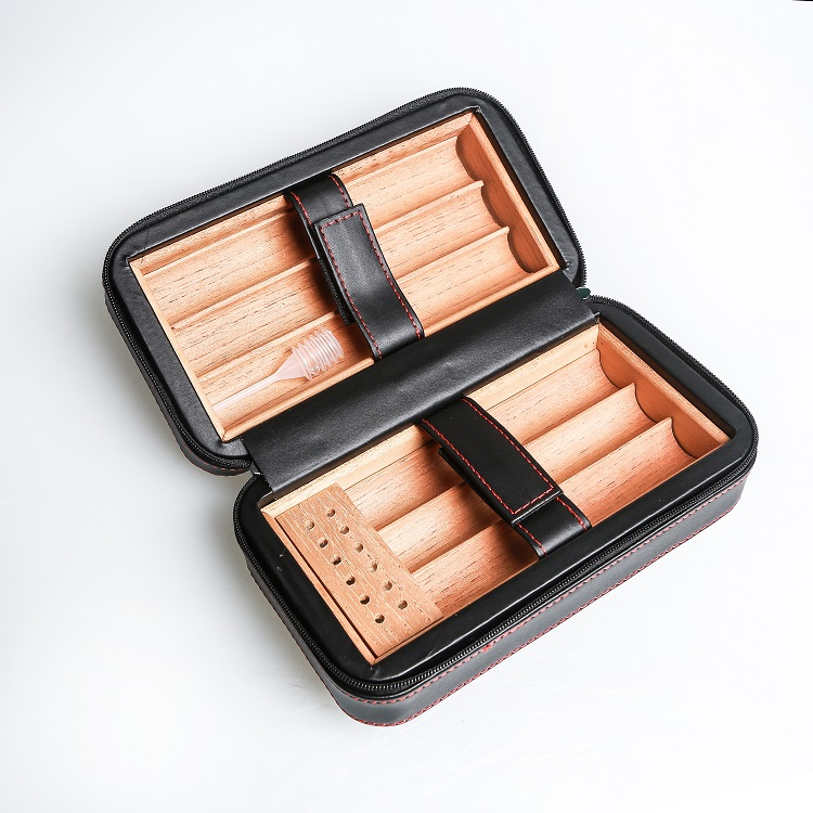 Portable Leather Travel Storage Humidor Case Cabinet