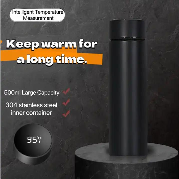 Intelligent Outdoor 500ml Stainless Steel Water Bottle Smart Thermo Reminder with LED Display Screen for Travel and Mugs