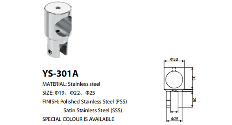 OEM Bathroom Fittings Accessories SUS304 Shower Rod Accessories Round Tube Pipe Fitting Bathroom Door Connector Glass Bracket Clamp