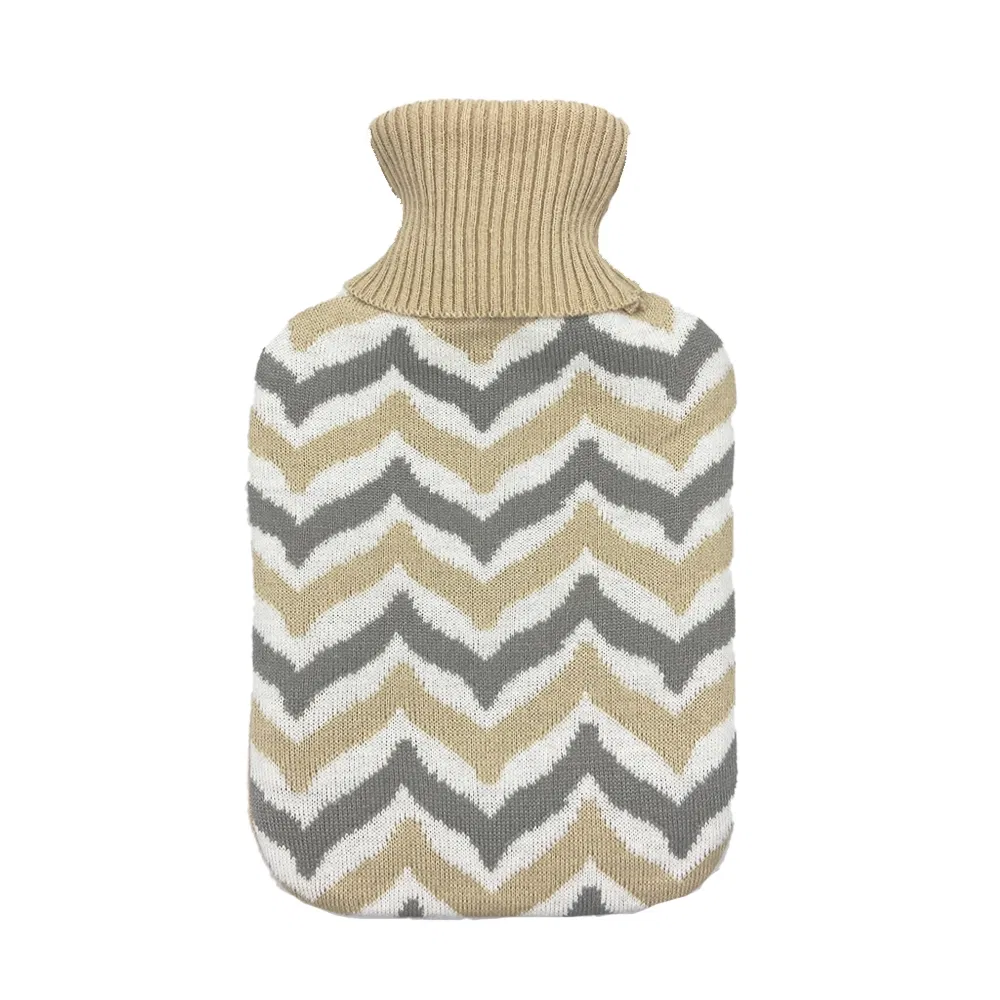 High Quality Classical Colorful 100% Acrylic Knitting Stripe Design Hot Water Bottle Cover