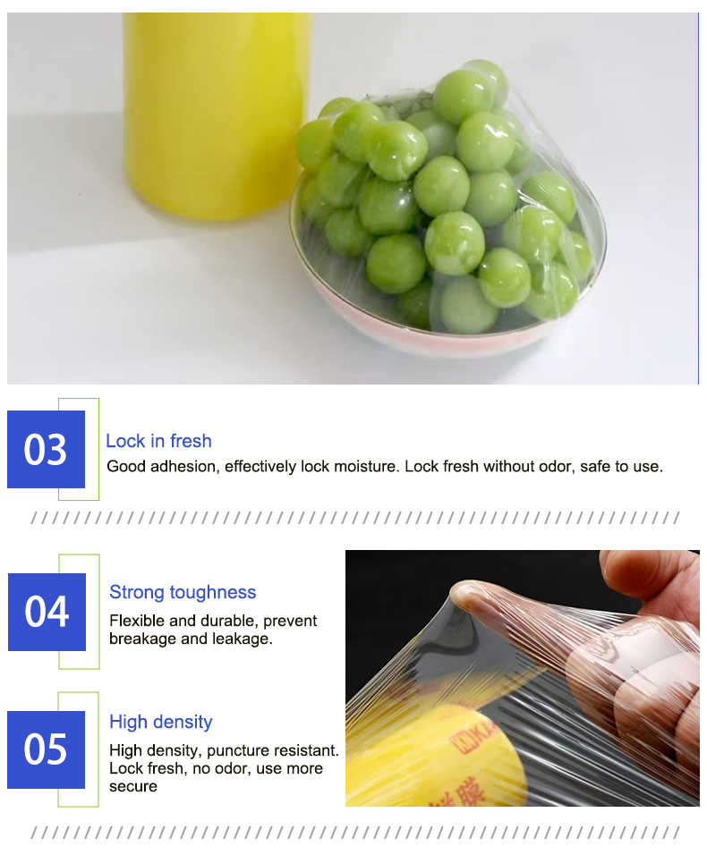 Transparent Waterproof Fresh-Keeping Food Packaging Grade PVC Stretch Food Film