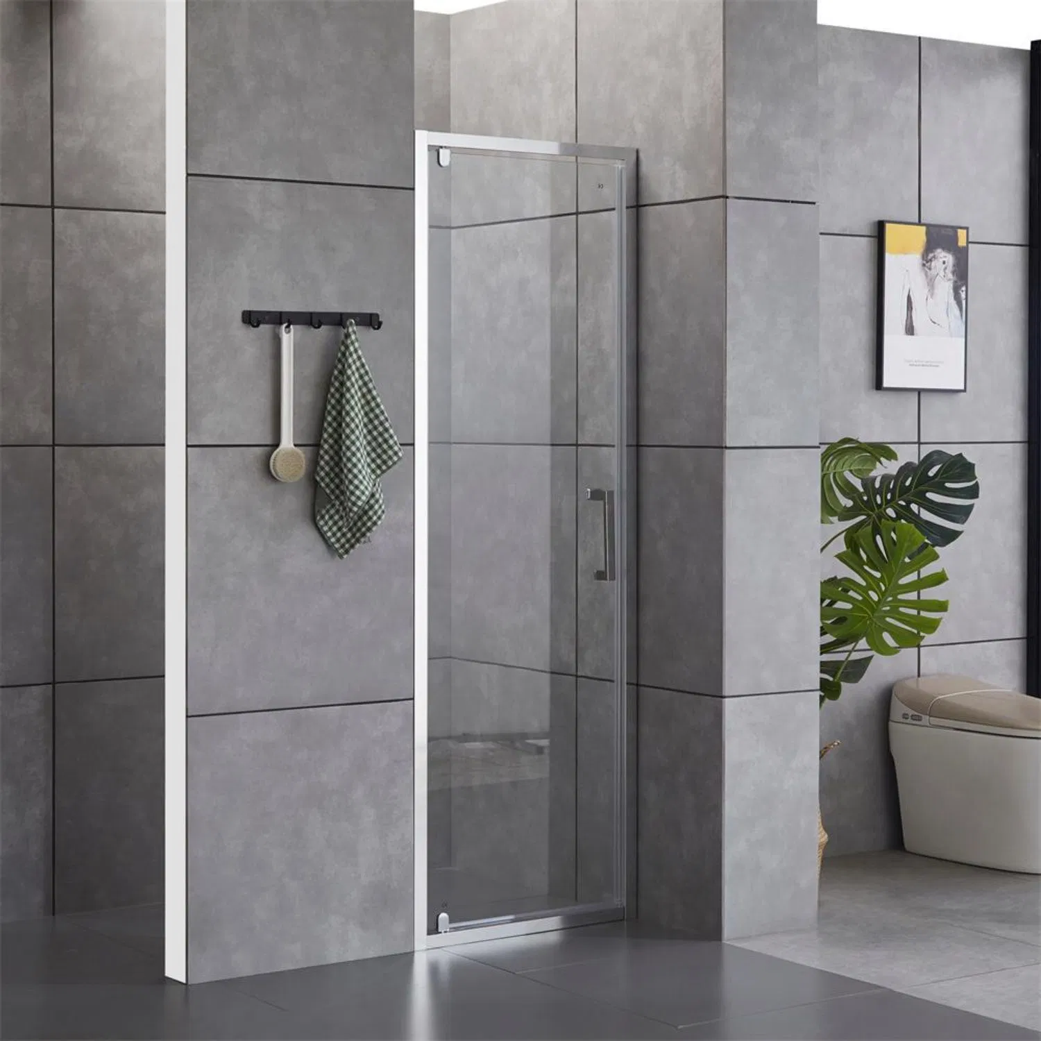 Bathroom 900mm Tempered Glass Pivot Shower Door