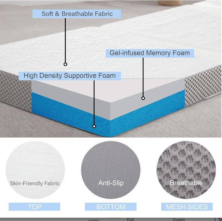 Professional Manufacturer Direct Sales Adjustable Elastic Collapsible Breathable Silicone Memory Foam Mattresses