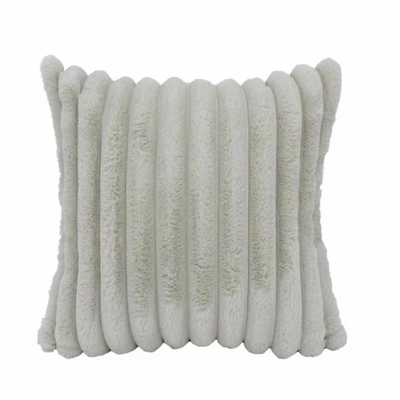 Polyester Jacquard Stripe Fake Fur Cushion of Wholesale Outdoor Pation Pillowcased