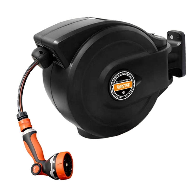 Giraffe Tools Retractable Garden Hose Reel 1/2 Inch X 100 FT, Super Heavy Duty, Any Length Lock, Slow Return System, Wall Mounted