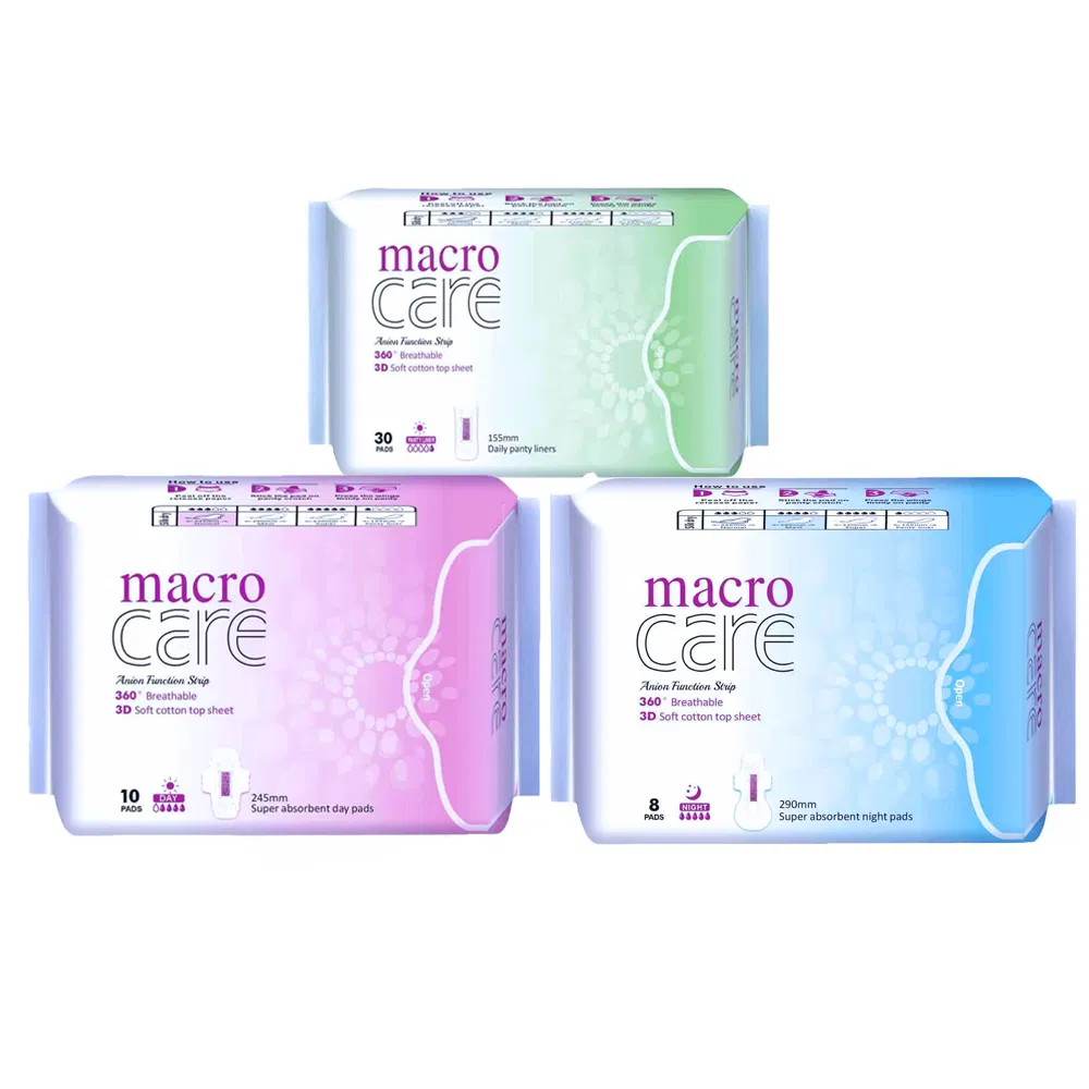 Customized with Pattern Macrocare Inner Packing: Polybag; Outer Carton Sanitary Napkin