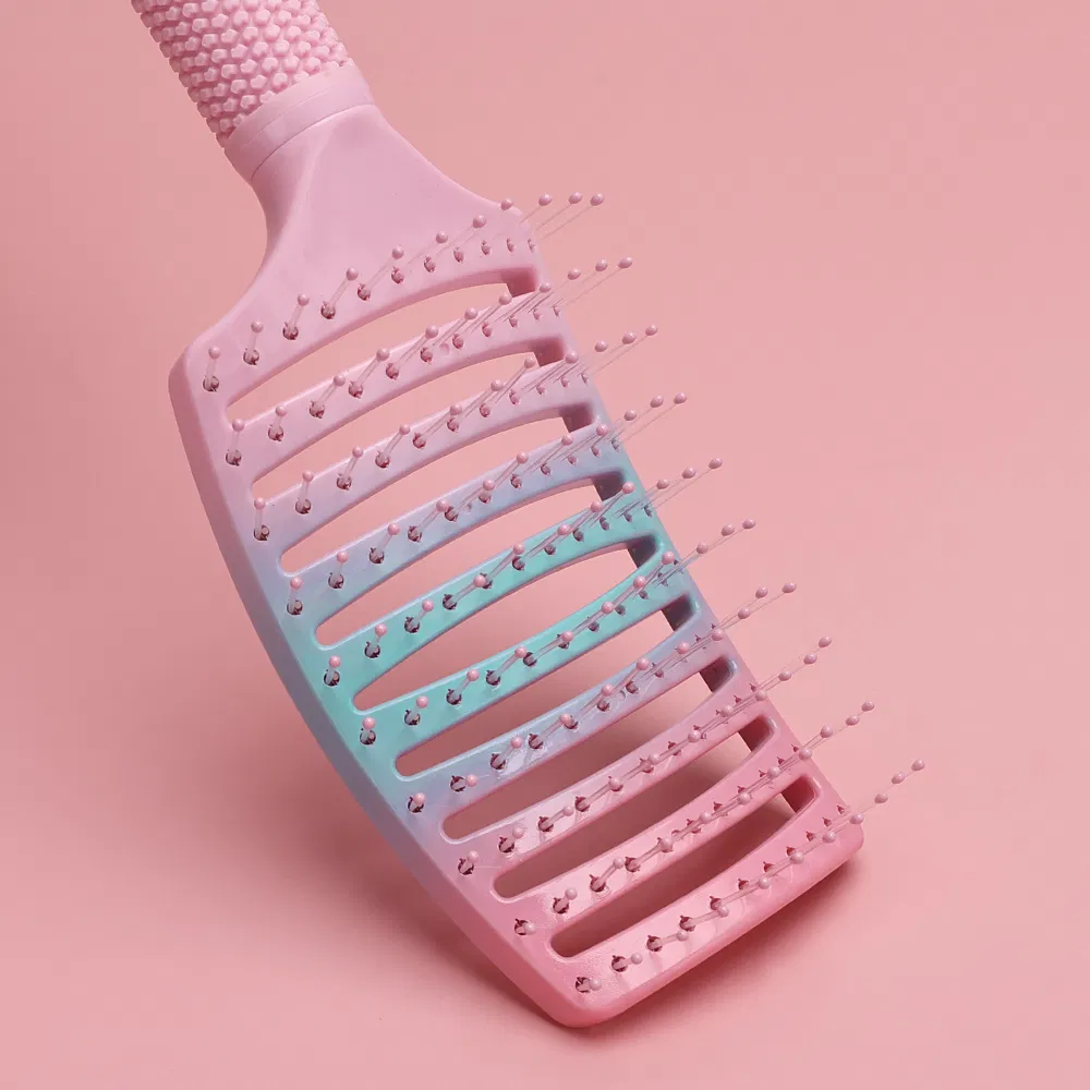 New Anti-Static Heat-Resistant Curved Boar Bristle Detangling Hair Brush for Hair Salon