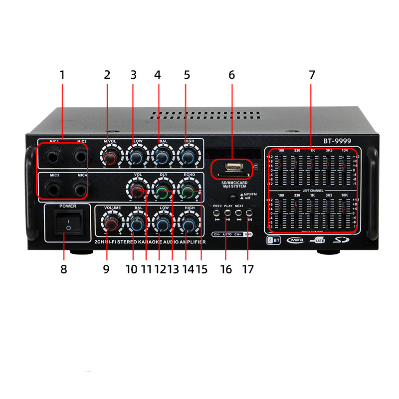 Hot Selling High-Power Car Bluetooth Amplifier Dual-Use EQ Equalizer Expander