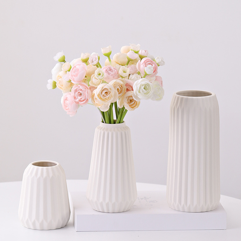 Ceramic Vase Set Simple White Unglazed Ceramic Vase Crafts Decoration Ornaments