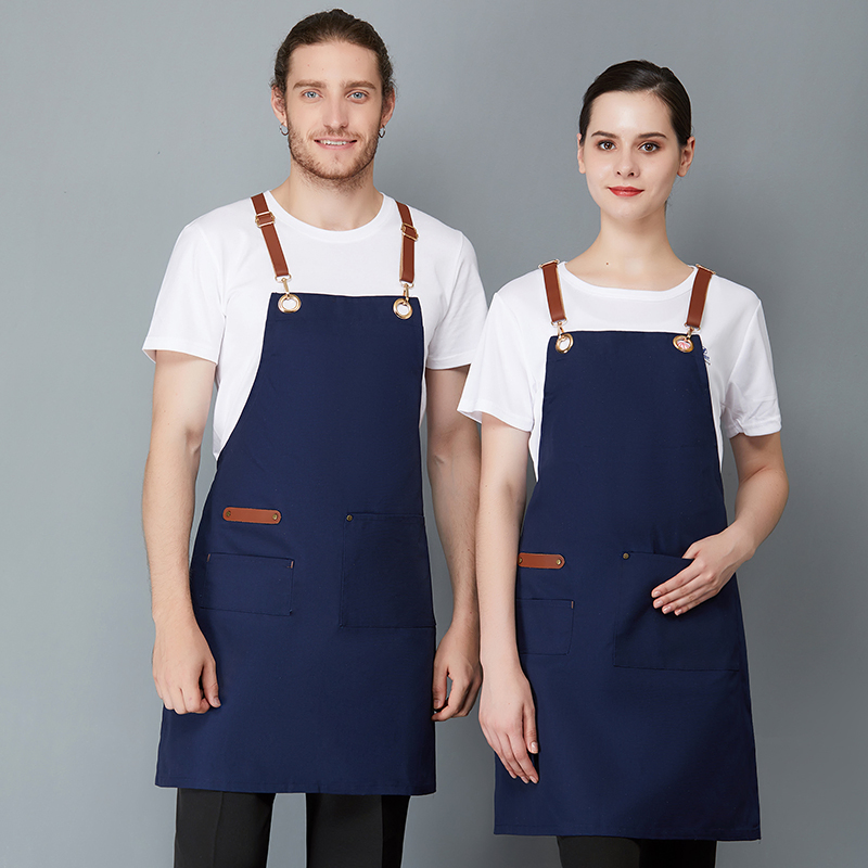 OEM Adjustable Long Short Leather Shoulder Straps Waiter Apron for Supermarket