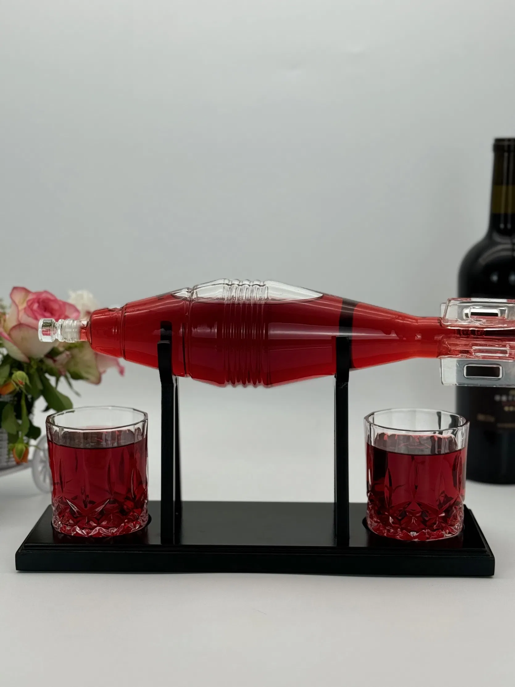 Handcrafted Clear Glass Wine and Whisky Decanter Set