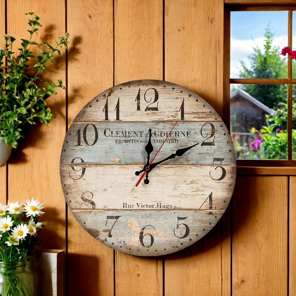 Dia 30/34/40/60cm MDF Large Promotional Gift Wood Wall Clock Silent Quartz Battery Operated Digital Alarm Clock for Kitchen/Living /Bed Room-Hr23-C (3)