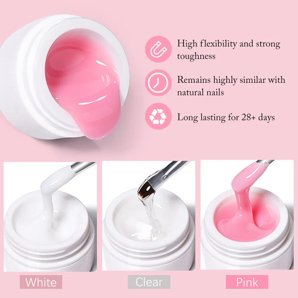 Nails Art Design Custom Manicure Care Colorful Nude Hard Jelly Resin Nail Extension Odorless UV Gel Kit
