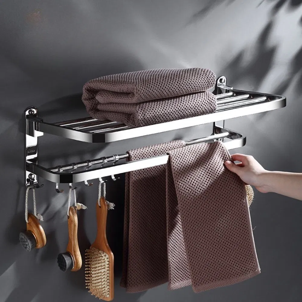 Rustproof Bathroom Organizer Space-Saving Wall Mounted Towel Holder Durable Design