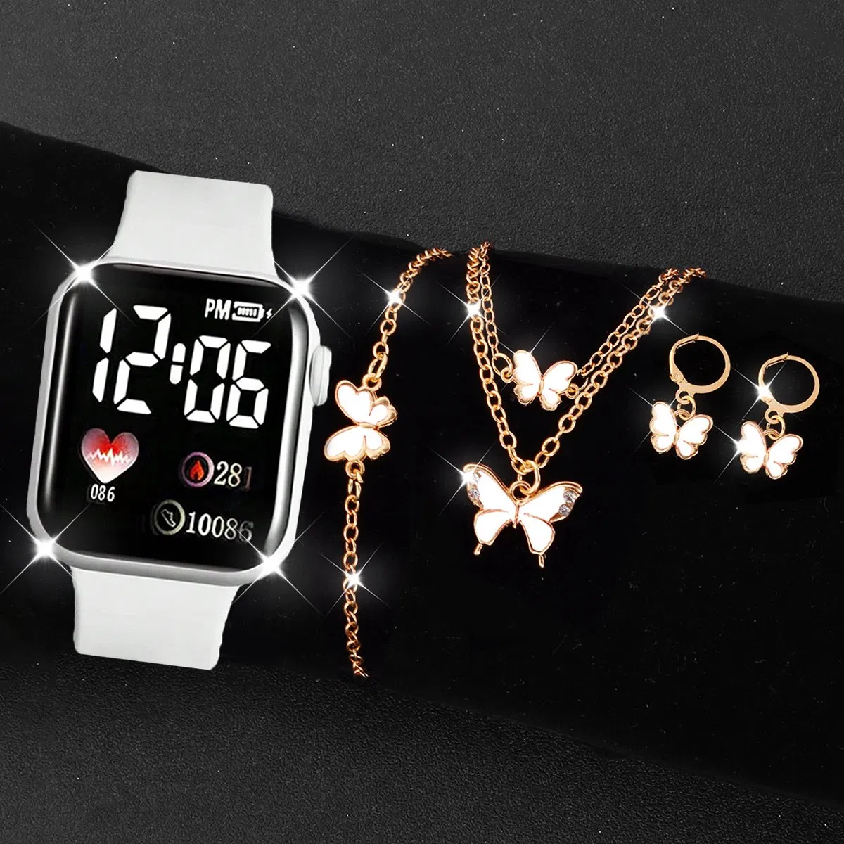 2 Colors Watch Set Gift Child Girl Cute Butterfly Jewelry