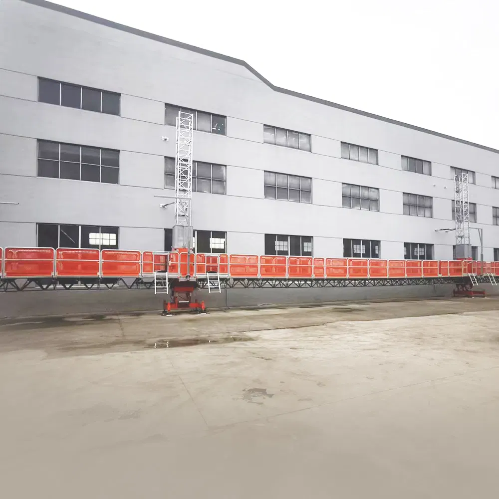Facade with Travelling Chassis Rack and Pinion Twin Mast Climbing Work Platform