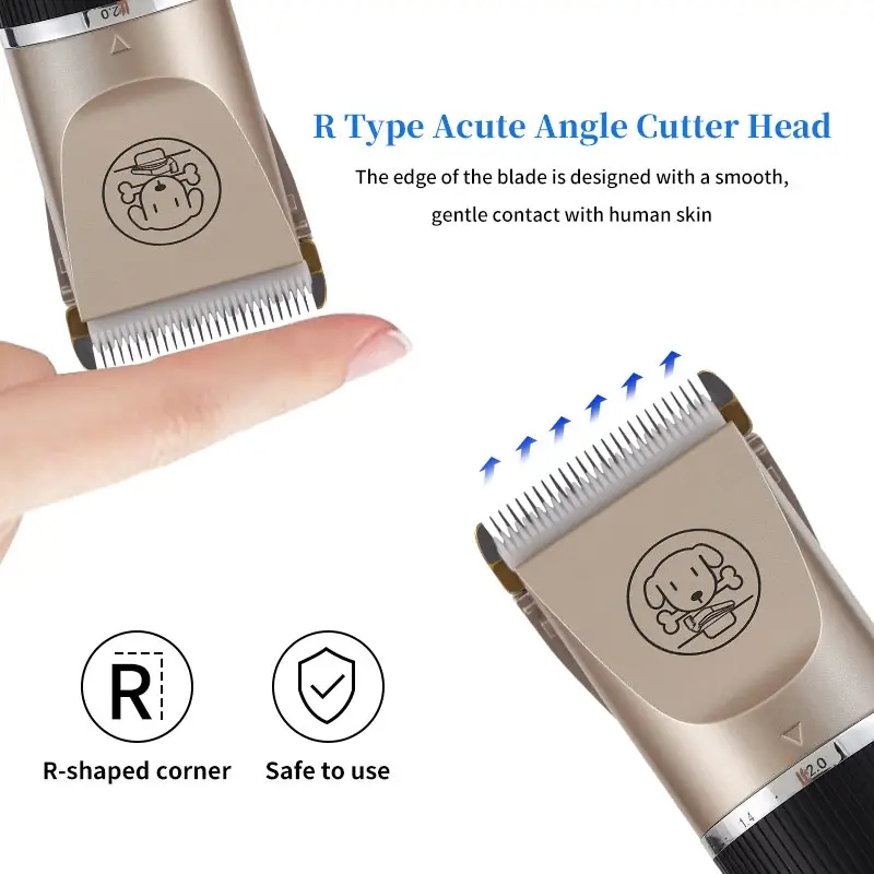 Pet Hair Clippers Professional Pet Grooming Tool Dog Cordless Pet Clipper with 6 Limit Combs