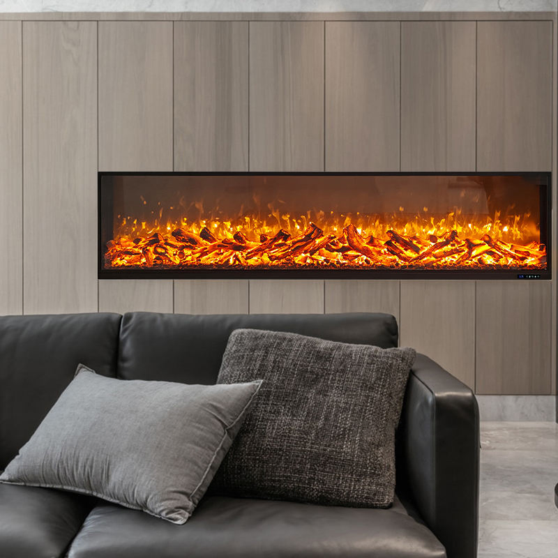 2026 Modern Decorative Built-in Metal Electric Fireplace Remote Control LED Flame Adjustable