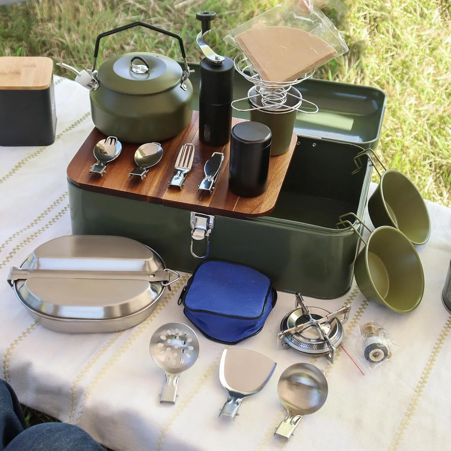 Camping Cooking Set with 900ml Pot, Camping Cookware Set for 2-3 Person