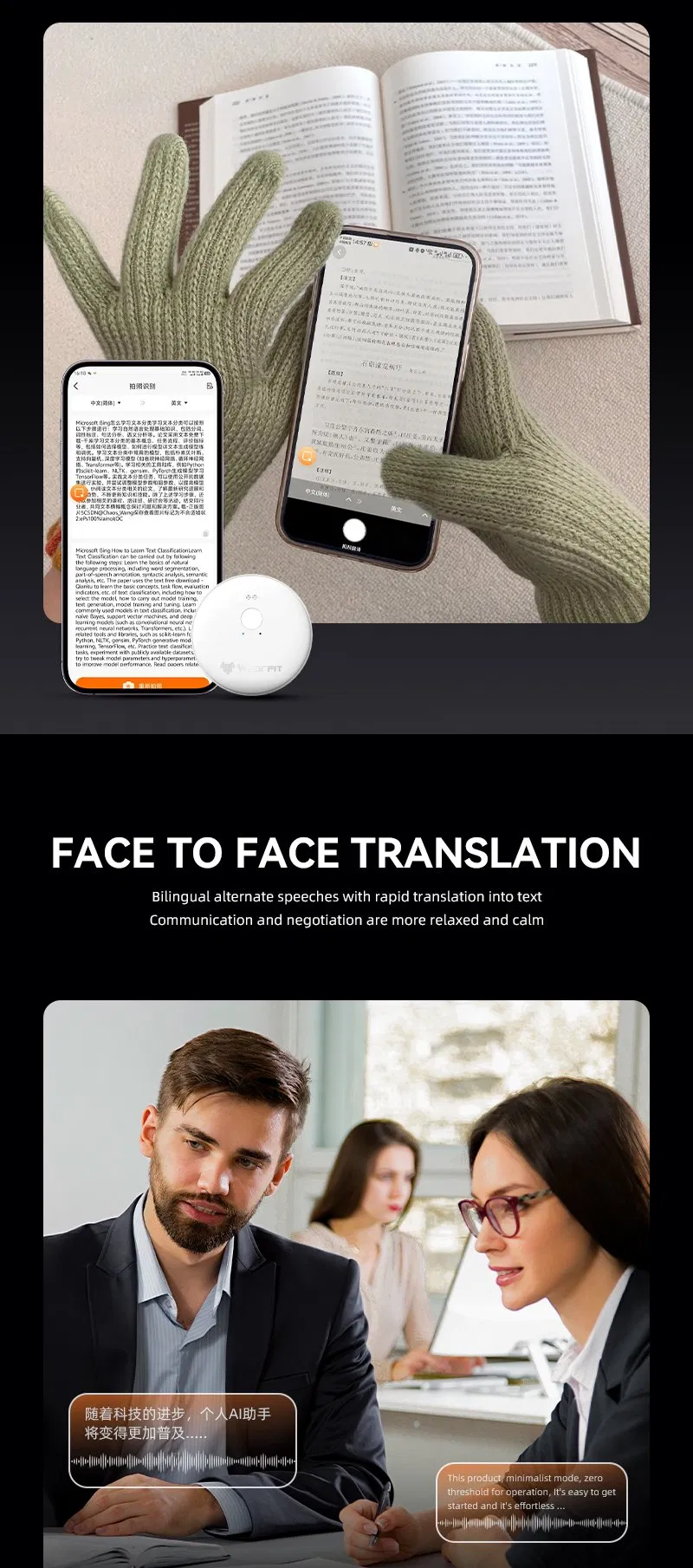 Face to Face Translation Coverage 50+Language Smart Ai Phone Assistant Translator