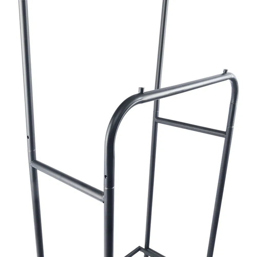 2 Tier Shoe Rack with Clothing Rail Metal Coat Stand for Home Wardrobe Hanging Rack Garment Organizer for Bedroom Closet