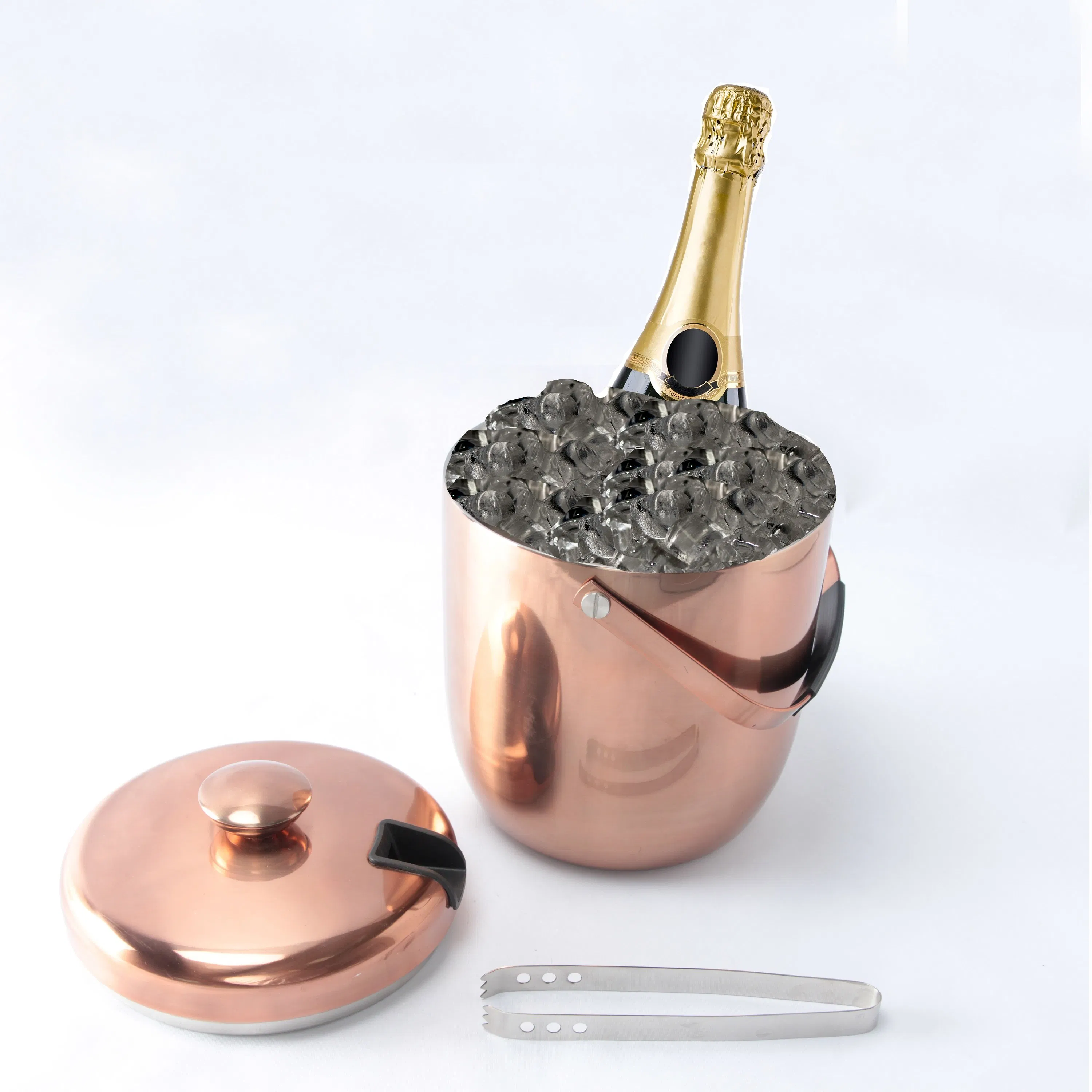 Stainless Steel Double Wall Ice Bucket Insulated with Tongs and Lids