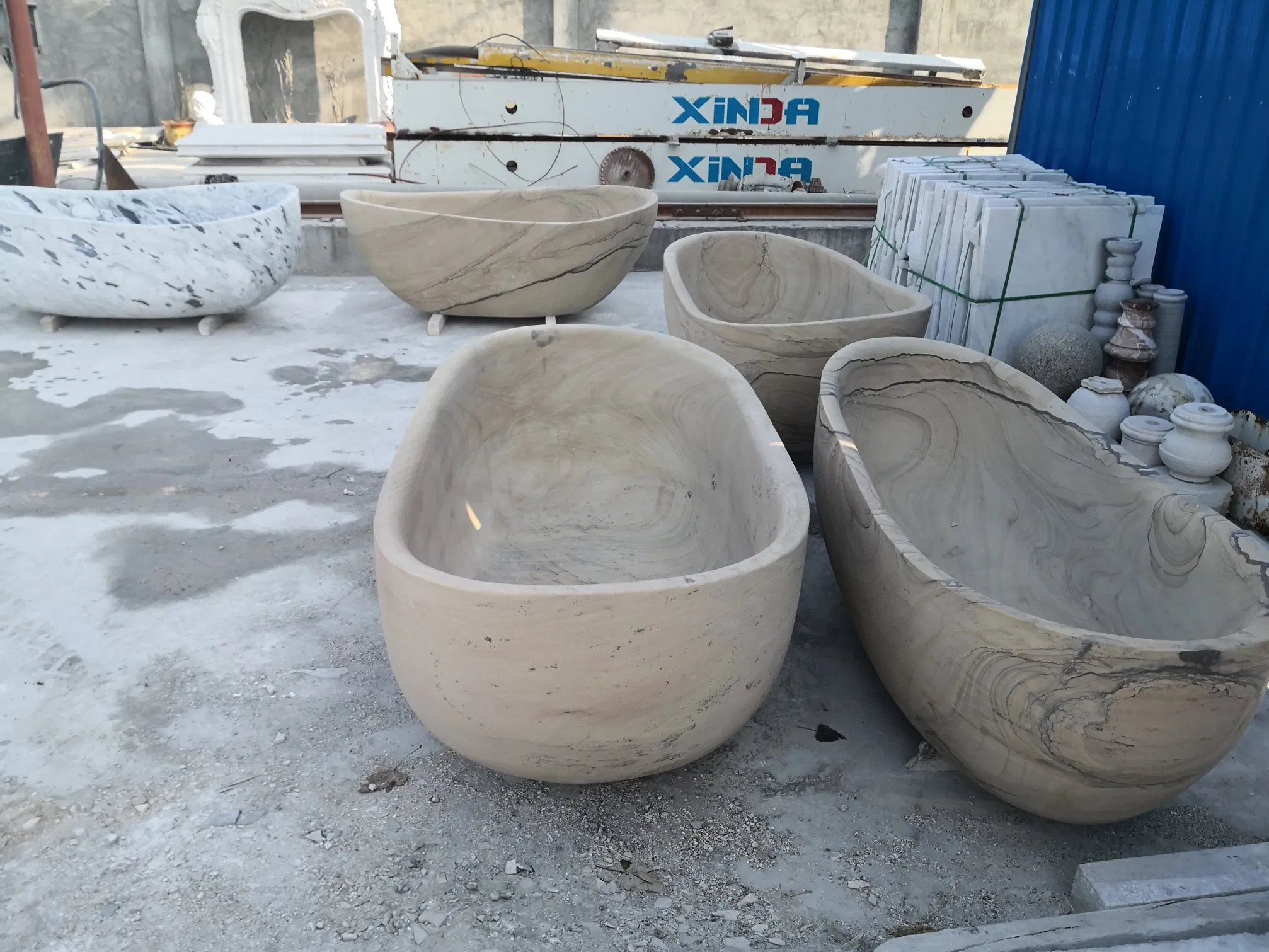 High Quality Natural Stone Marble Wood Grain Granite Bathtubs