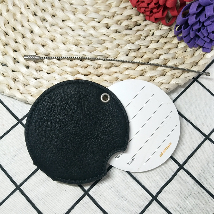 Wholesale Circle Leather Luggage Tag Aviation Logo Suitcase Label