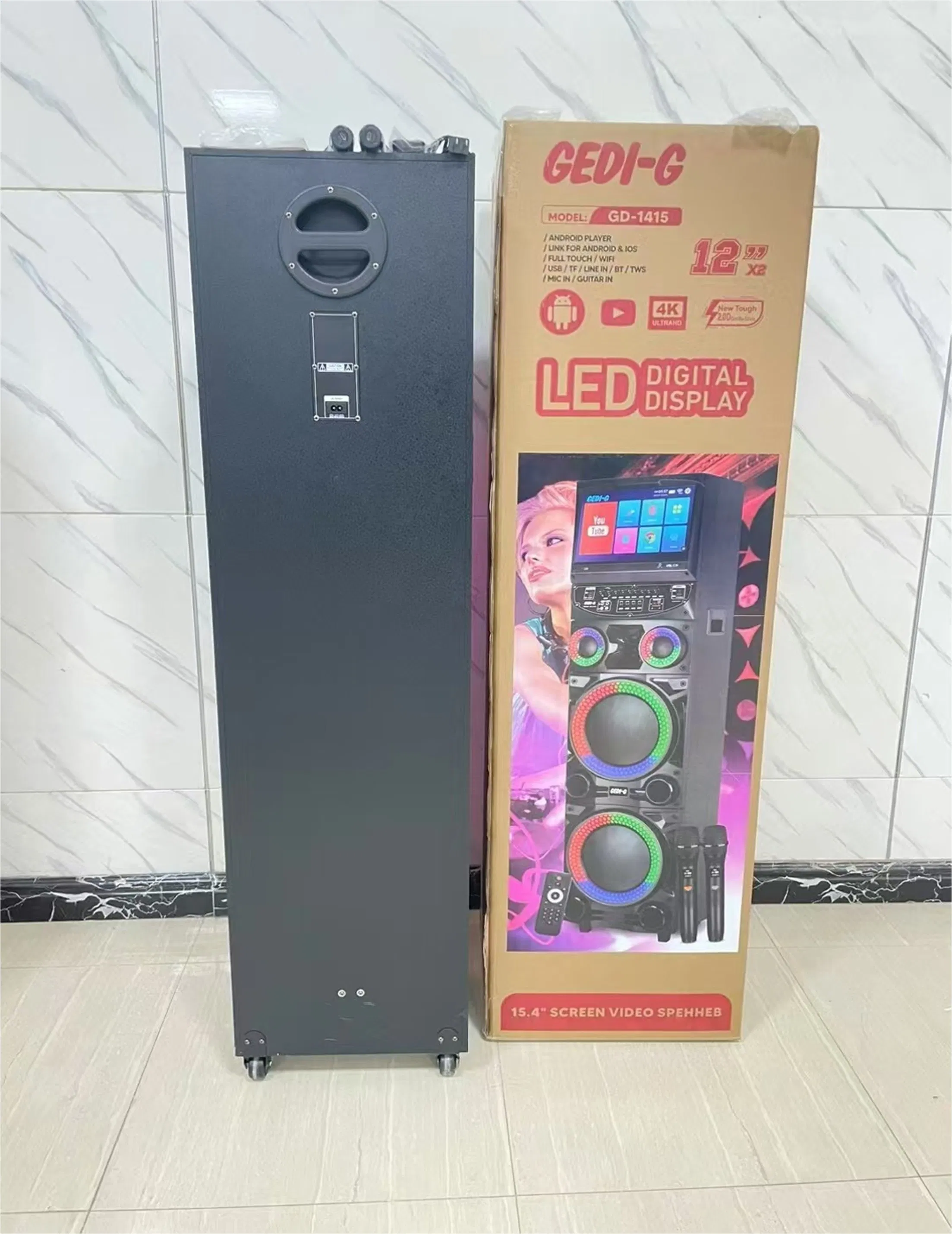 Караоке-колонка 15.4" 100Вт с Android, Bluetooth, сабвуфером
