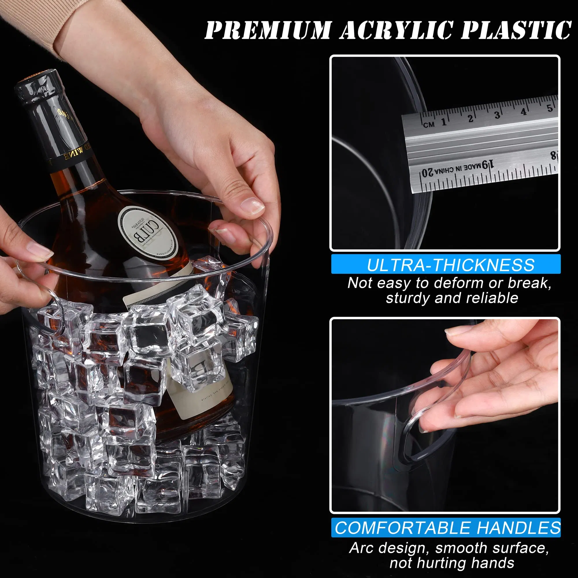 Crystal Clear Acrylic Large Wine Plastic Food Grade Ice Bucket