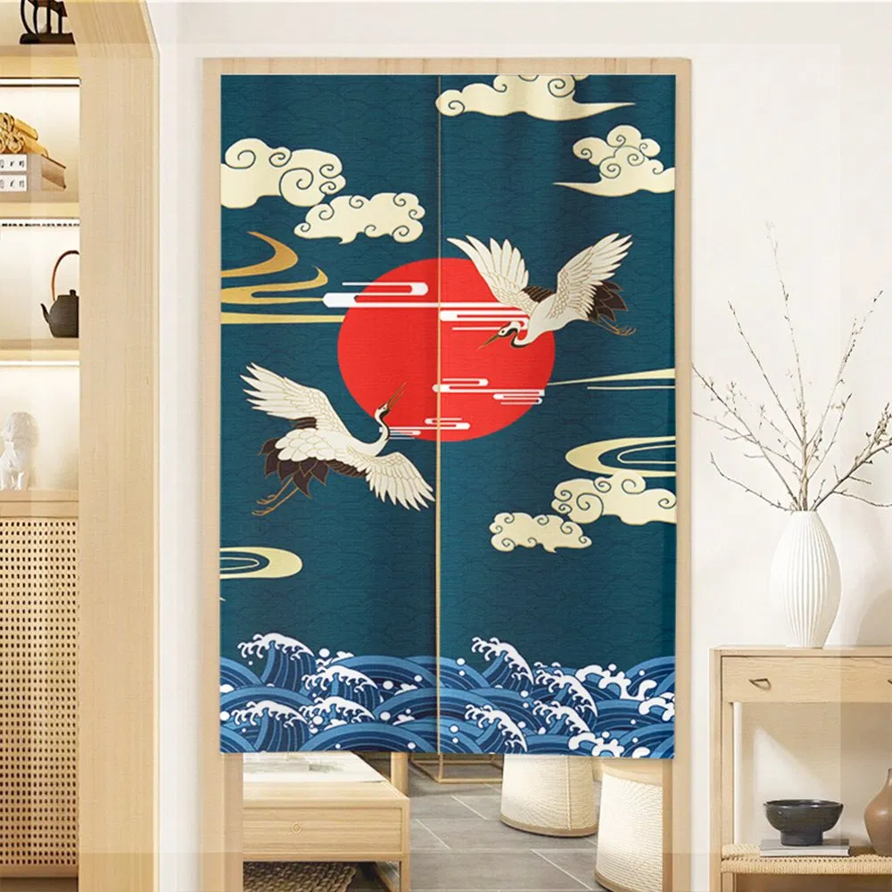 ODM/OEM Linen Like Fabric Single Side Sublimation Printing Decoration Custom Door Curtain