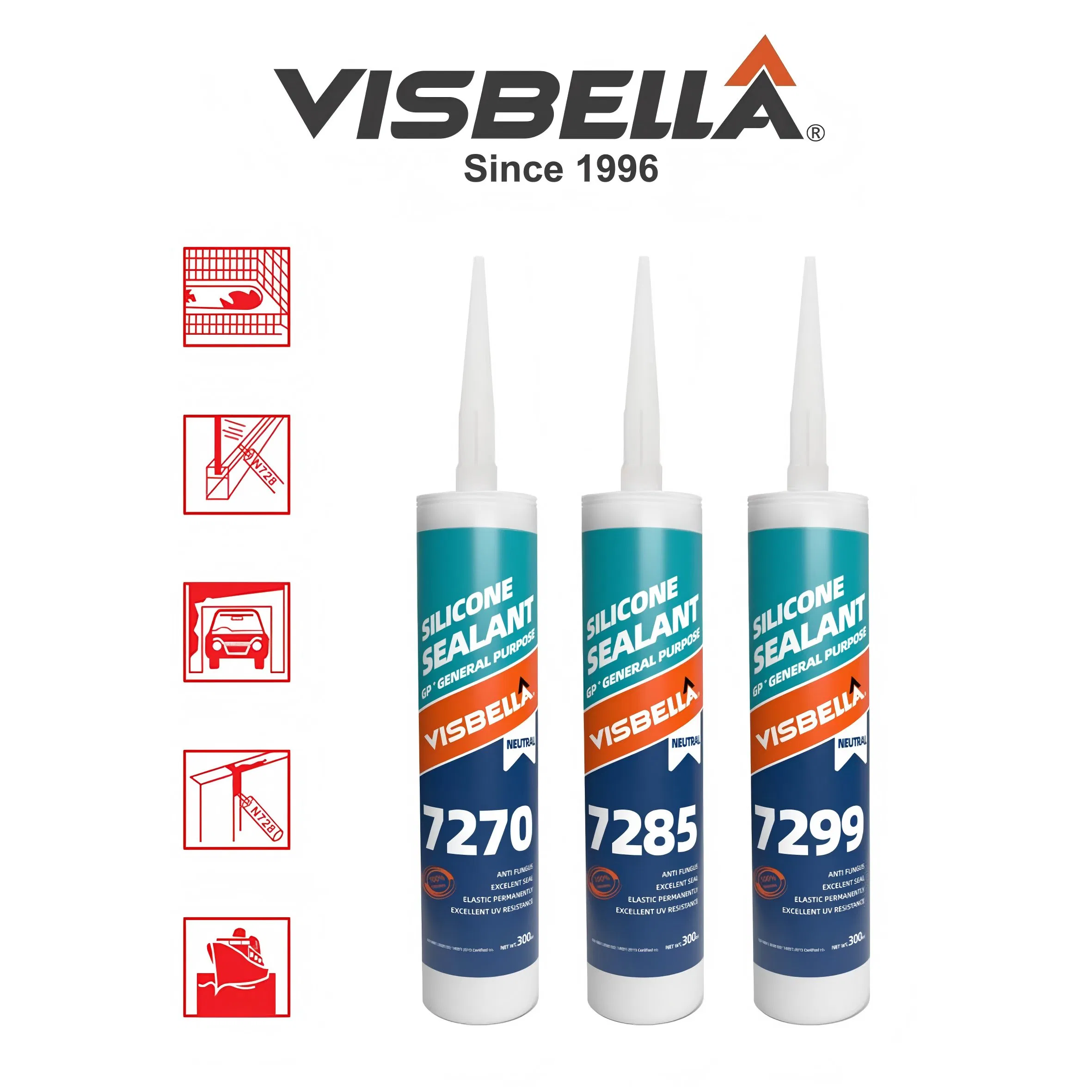 Visbella Construction Adhesive Acetoxy Gp Glass Silicone Sealant