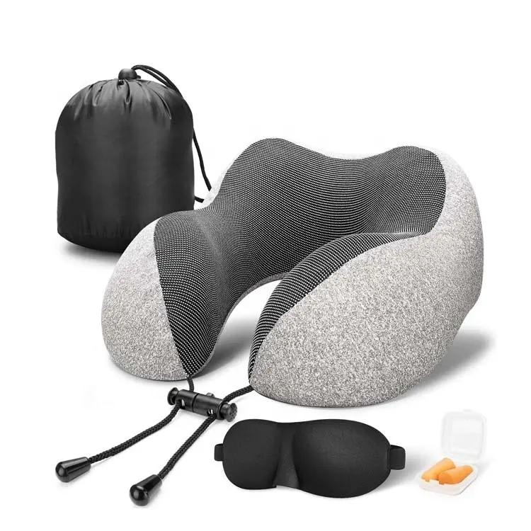Eye Mask Neck Rest Cushion 3 In1 U Shape Memory Foam Travel Neck Pillow