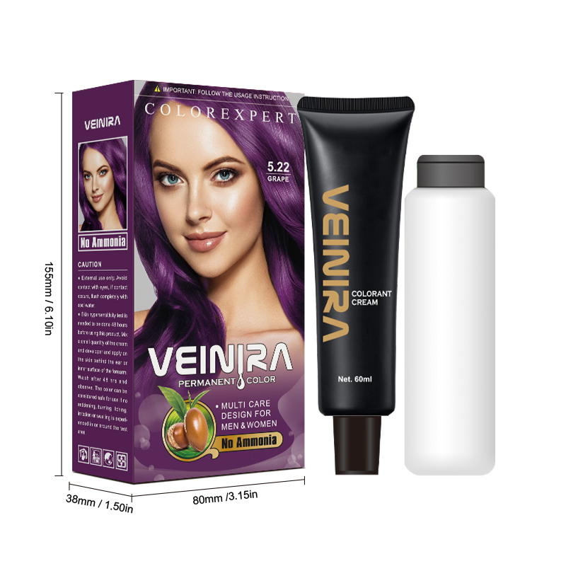 Veinira New Product No Ammonia Permanent Hair Color Cream for Salon Home Use Men Women