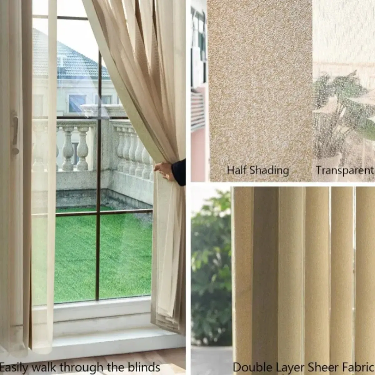 New design Durable Aluminum Track UV Protection Manual Vertical Blind for Windows