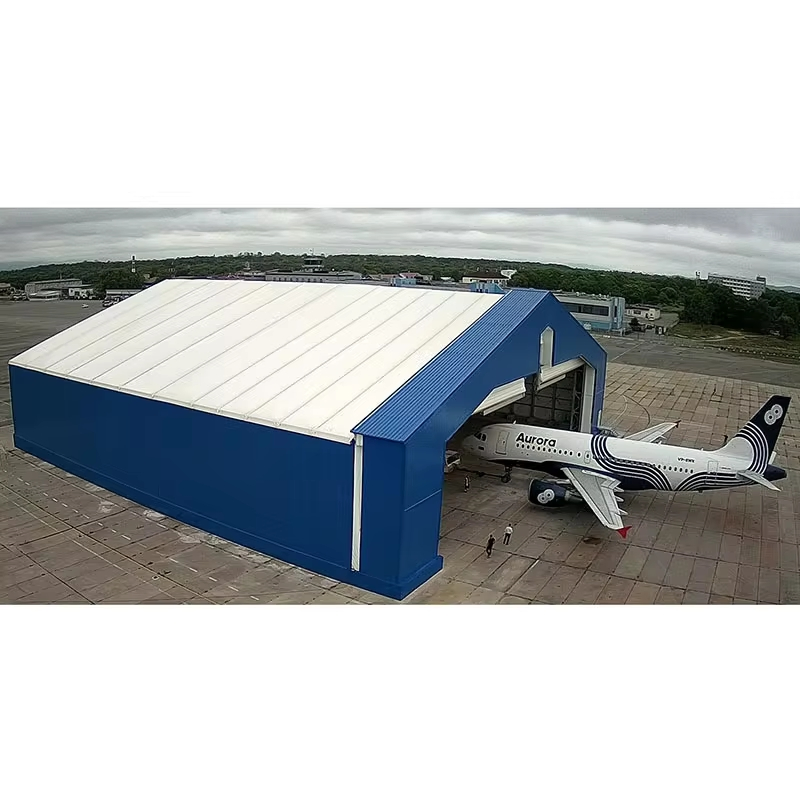 Customizable Design Large Clear Span Prefabricated Steel Structure Construction Aircraft Hangar Shed Prefab Metal Light Steel Frame Metal Helicopter Hanger