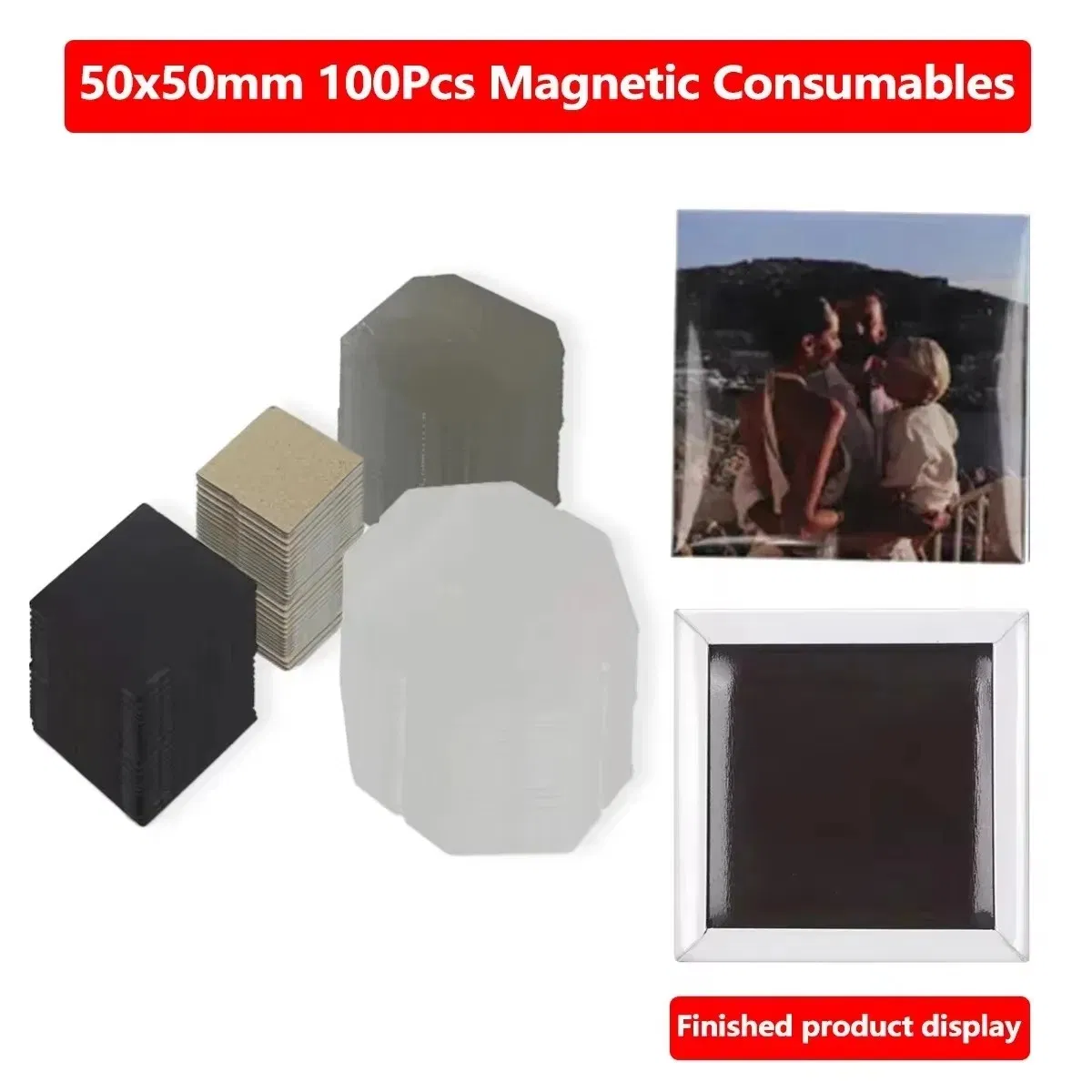 100PCS 2"X2" (50× 50mm) DIY Refrigerator Blank Refrigerator Magnets
