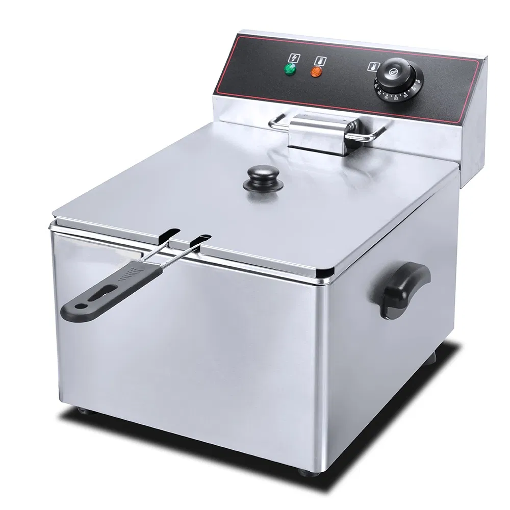 Commercial Kitchen Appliance 8L 1-Tank 1-Basket Electric Fryer Tempura Frying Machine