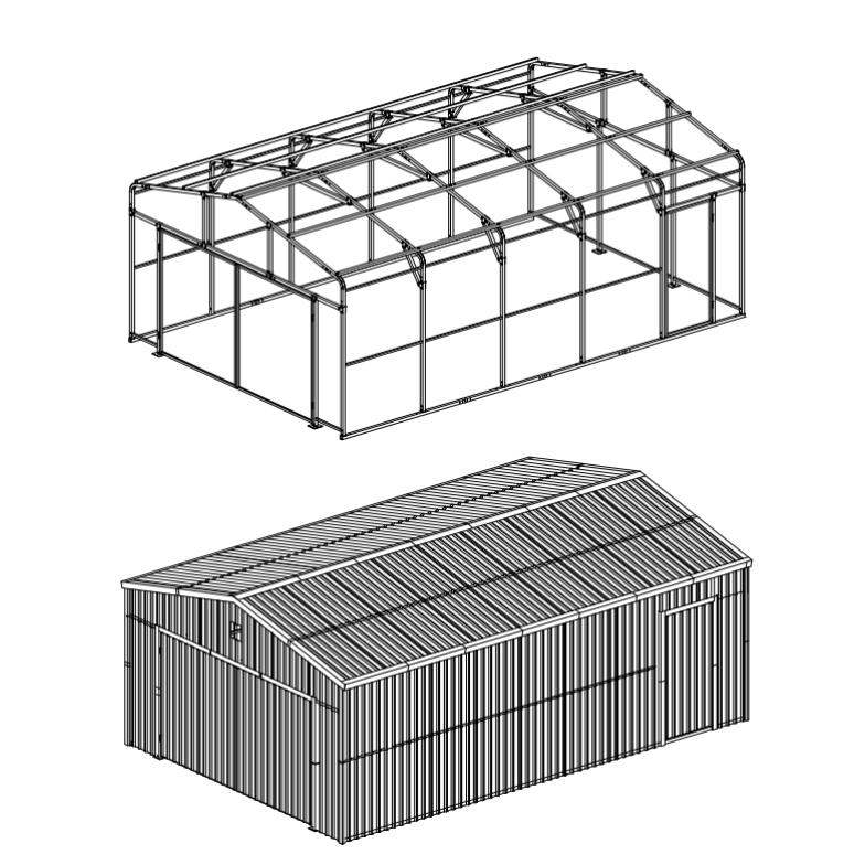 16X24X10FT Metal Shed Garage Outdoor Carport