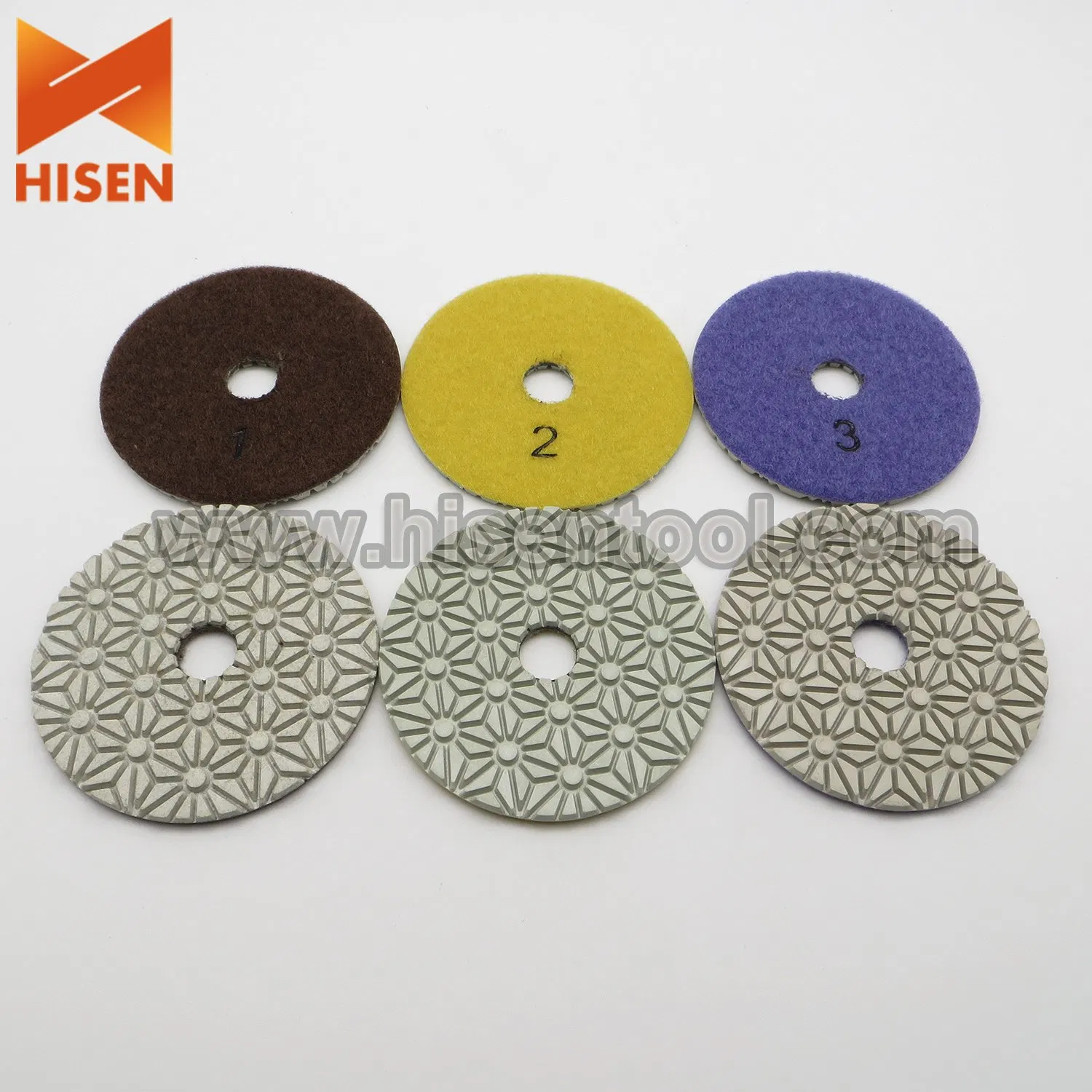 4 Inch 3 Steps Diamond Flexible Flower Type Polishing Pads