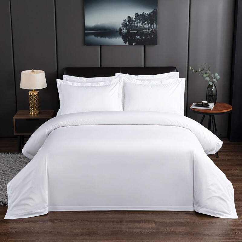 ODM/OEM Hotel Home Textiles Four-Piece Set Bedroom Bed Linen Thickened Bed Sheet Pure White Comforter Duvet Quilt Cover Sabanas Wholesale Polyester Bedding Set