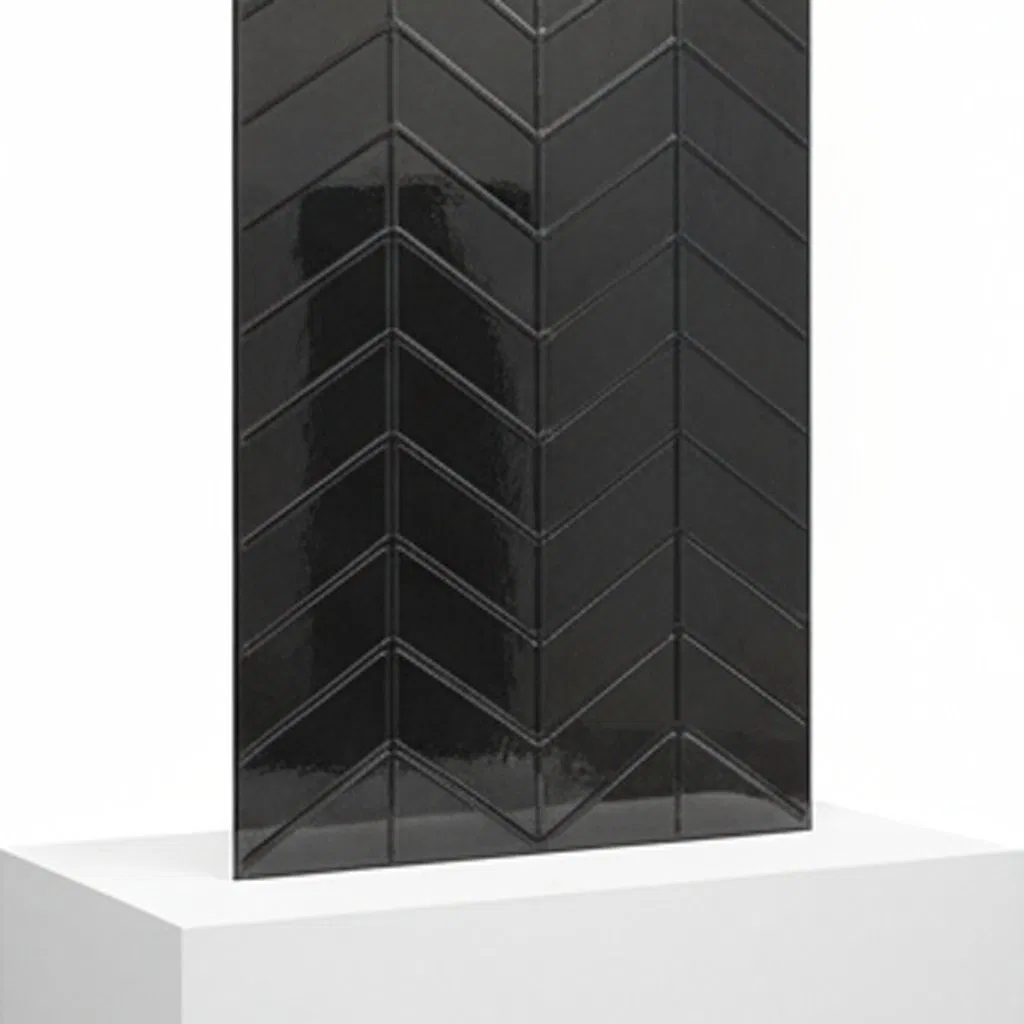 European Gray Diagonal Stripe Pattern Fused Glass for Traditional Interiors