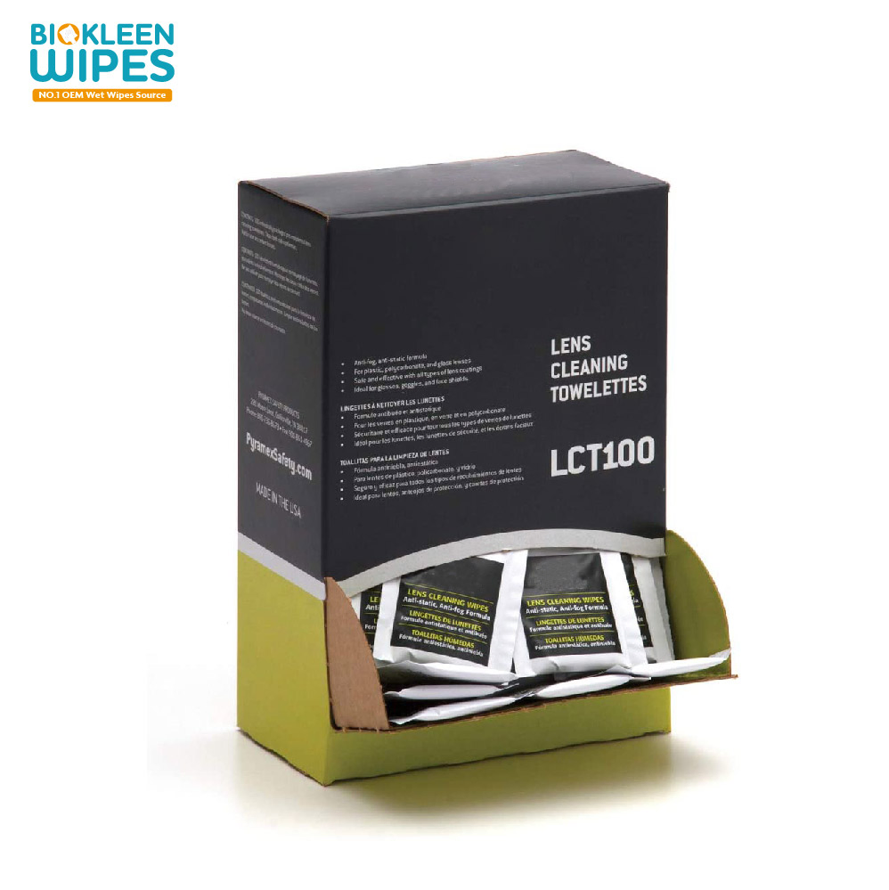 Biokleen 200 Pack Single Pack Custom Logo Lens Wipes One-off Screen Lens Wet Wipes Lens Screen Cleaning Wipes