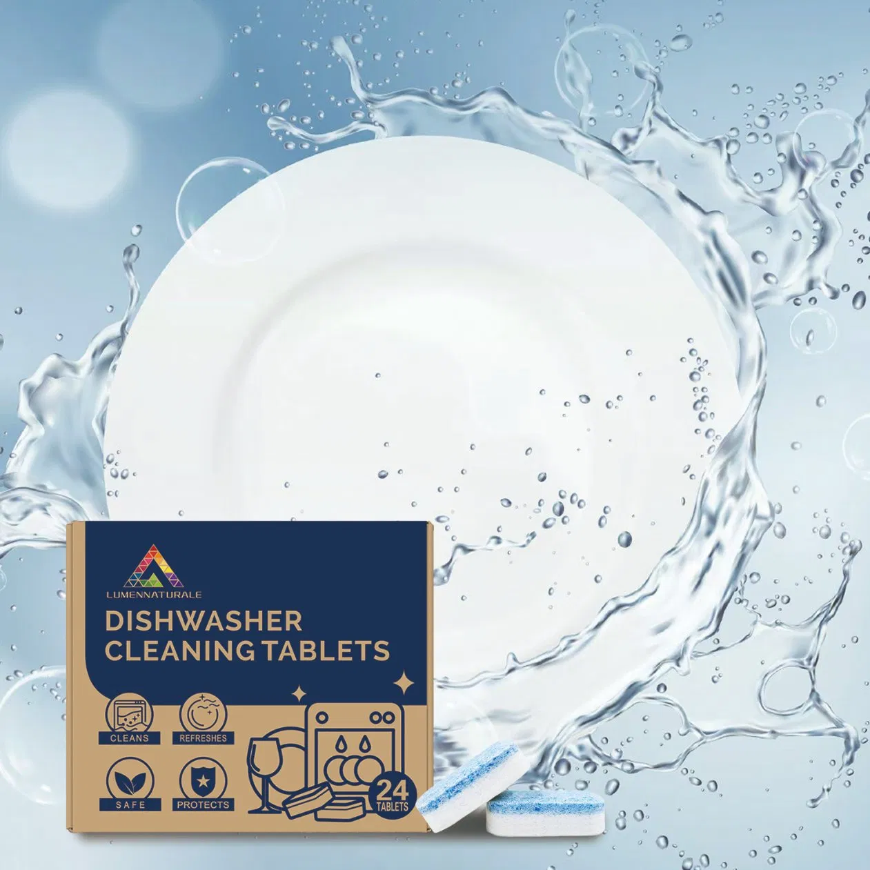 Commercial Kitchen Dishwasher Tablets with Heavy Duty Dishwashing Detergent Power