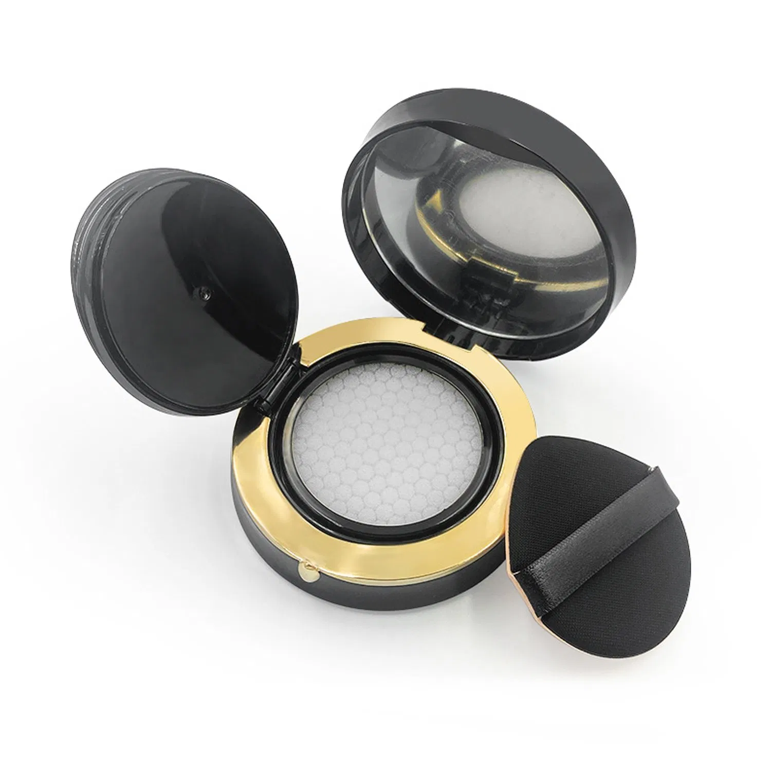 Gold Edge Luxurious Portable Air Cushion Puff Bb Cream Container Dressing Box Empty Compact Powder Cases with Air Cushion Sponge Powder Puff